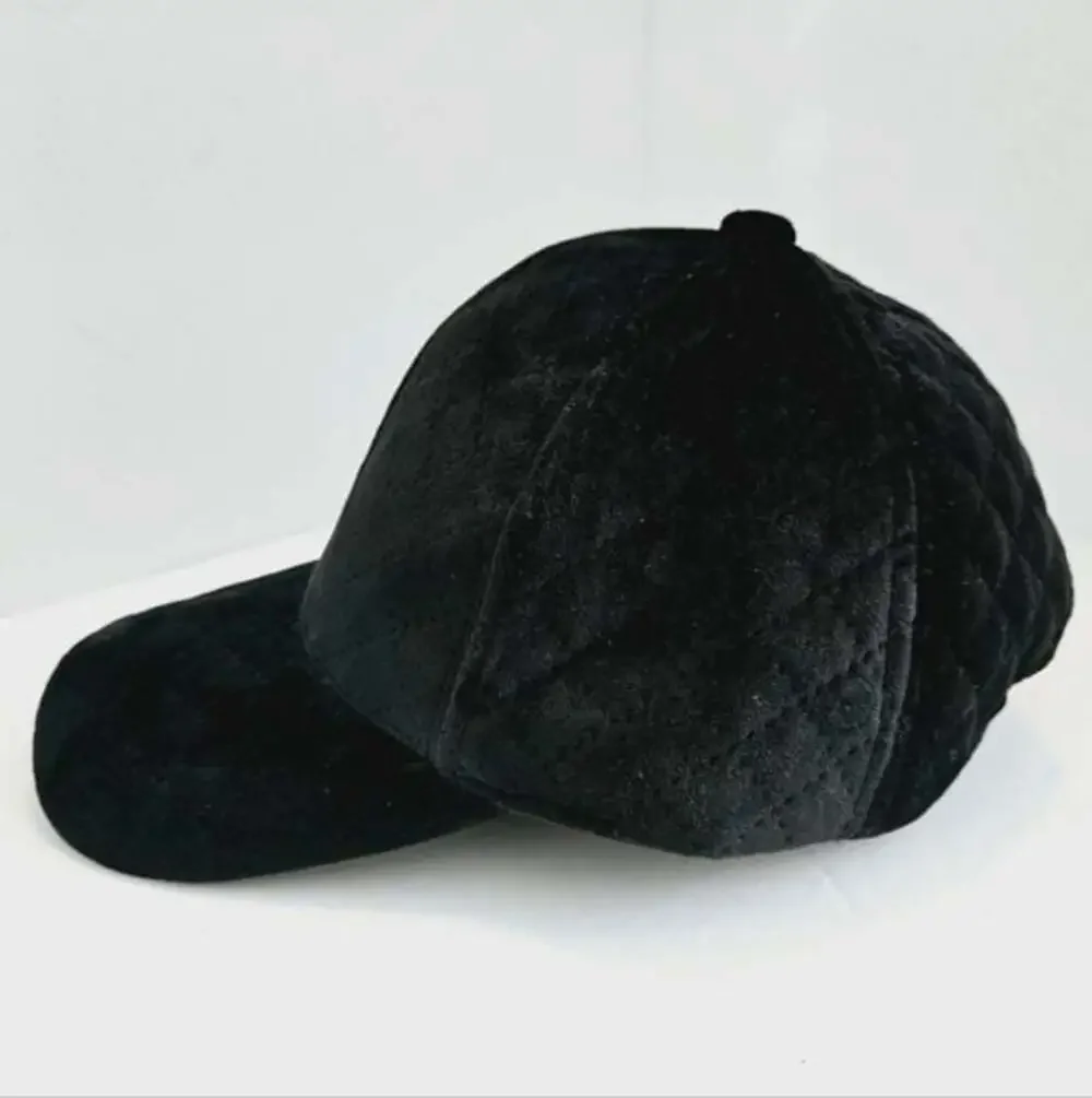 MIXIT Velvet Crosshatch Black Adjustable Women's Baseball Hat Cap